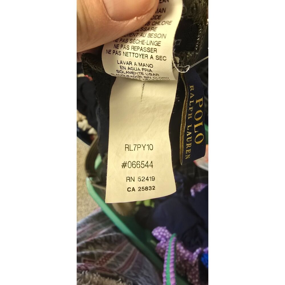 Ralph Lauren Polo One Piece Swimsuit Snap Front Cross Back Olive Green M Prep - Picture 8 of 8